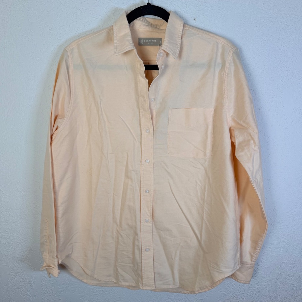NEW Everlane Women's S Relaxed Oxford Shirt Apricot Organic Cotton Button Down